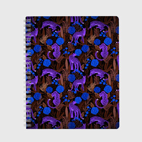 Тетрадь с принтом Purple Leopards в Кировске, 100% бумага | 48 листов, плотность листов — 60 г/м2, плотность картонной обложки — 250 г/м2. Листы скреплены сбоку удобной пружинной спиралью. Уголки страниц и обложки скругленные. Цвет линий — светло-серый
 | Тематика изображения на принте: 