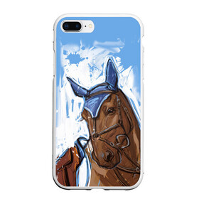Чехол для iPhone 7Plus/8 Plus матовый с принтом красивый конь в Кировске, Силикон | Область печати: задняя сторона чехла, без боковых панелей | horse | horseshoe | акварель | головалошади | грива | жеребец | животные | конь | лошадь | лошадьскрыльями | подкова | природа | рисуноккрасками