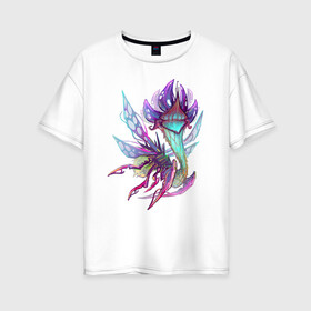 Женская футболка хлопок Oversize с принтом Фэнтези насекомое в Кировске, 100% хлопок | свободный крой, круглый ворот, спущенный рукав, длина до линии бедер
 | creature | fantazy | flower | насекомое | фэнтези | цветы | цифровой рисунок