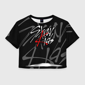 Женская футболка Crop-top 3D с принтом STRAY KIDS в Кировске, 100% полиэстер | круглая горловина, длина футболки до линии талии, рукава с отворотами | Тематика изображения на принте: bang chan | changbin | felix | han | hyunjin | i.n. | k pop | lee know | seungmin | skz | stray kids | идолы | к поп