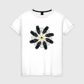 Женская футболка хлопок с принтом Skulls & bones - raven в Кировске, 100% хлопок | прямой крой, круглый вырез горловины, длина до линии бедер, слегка спущенное плечо | 