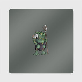 Магнит виниловый Квадрат с принтом Жабалюд войн в Кировске, полимерный материал с магнитным слоем | размер 9*9 см, закругленные углы | Тематика изображения на принте: frog | green | staff | warrior | воин | жаба | зеленый | ил | посох