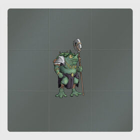 Магнитный плакат 3Х3 с принтом Жабалюд войн в Кировске, Полимерный материал с магнитным слоем | 9 деталей размером 9*9 см | Тематика изображения на принте: frog | green | staff | warrior | воин | жаба | зеленый | ил | посох