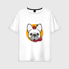 Женская футболка хлопок Oversize с принтом Панк-рок мопс в Кировске, 100% хлопок | свободный крой, круглый ворот, спущенный рукав, длина до линии бедер
 | animal | dog | pug | punk | rock | животные | метал | мопс | панк | пирсинг | рок | собака