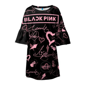 Детское платье 3D с принтом BLACKPINK в Кировске, 100% полиэстер | прямой силуэт, чуть расширенный к низу. Круглая горловина, на рукавах — воланы | blackpink | blink | bts | exo | icecream | jennie | jisoo | korea | kpop | lisa | love | rose | блекпинк | девушки | корея | кпоп | музыка
