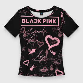 Женская футболка 3D Slim с принтом BLACKPINK в Кировске,  |  | blackpink | blink | bts | exo | icecream | jennie | jisoo | korea | kpop | lisa | love | rose | блекпинк | девушки | корея | кпоп | музыка