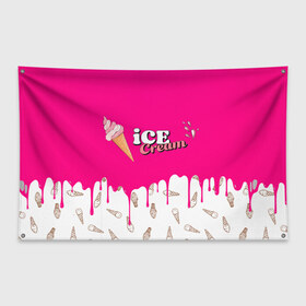 Флаг-баннер с принтом Ice Cream BlackPink в Кировске, 100% полиэстер | размер 67 х 109 см, плотность ткани — 95 г/м2; по краям флага есть четыре люверса для крепления | blackpink | blink | bts | exo | icecream | jennie | jisoo | korea | kpop | lisa | love | rose | блекпинк | девушки | корея | кпоп | музыка
