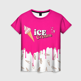 Женская футболка 3D с принтом Ice Cream BlackPink в Кировске, 100% полиэфир ( синтетическое хлопкоподобное полотно) | прямой крой, круглый вырез горловины, длина до линии бедер | blackpink | blink | bts | exo | icecream | jennie | jisoo | korea | kpop | lisa | love | rose | блекпинк | девушки | корея | кпоп | музыка