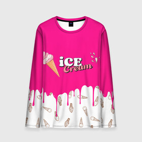 Мужской лонгслив 3D с принтом Ice Cream BlackPink в Кировске, 100% полиэстер | длинные рукава, круглый вырез горловины, полуприлегающий силуэт | blackpink | blink | bts | exo | icecream | jennie | jisoo | korea | kpop | lisa | love | rose | блекпинк | девушки | корея | кпоп | музыка