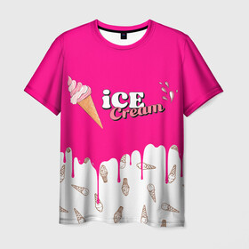 Мужская футболка 3D с принтом Ice Cream BlackPink в Кировске, 100% полиэфир | прямой крой, круглый вырез горловины, длина до линии бедер | blackpink | blink | bts | exo | icecream | jennie | jisoo | korea | kpop | lisa | love | rose | блекпинк | девушки | корея | кпоп | музыка