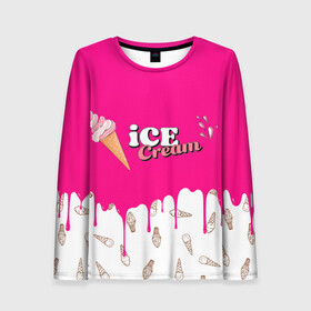 Женский лонгслив 3D с принтом Ice Cream BlackPink в Кировске, 100% полиэстер | длинные рукава, круглый вырез горловины, полуприлегающий силуэт | Тематика изображения на принте: blackpink | blink | bts | exo | icecream | jennie | jisoo | korea | kpop | lisa | love | rose | блекпинк | девушки | корея | кпоп | музыка