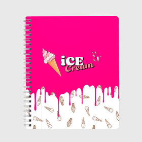 Тетрадь с принтом Ice Cream BlackPink в Кировске, 100% бумага | 48 листов, плотность листов — 60 г/м2, плотность картонной обложки — 250 г/м2. Листы скреплены сбоку удобной пружинной спиралью. Уголки страниц и обложки скругленные. Цвет линий — светло-серый
 | Тематика изображения на принте: blackpink | blink | bts | exo | icecream | jennie | jisoo | korea | kpop | lisa | love | rose | блекпинк | девушки | корея | кпоп | музыка