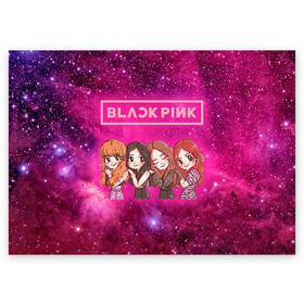 Поздравительная открытка с принтом Black Pink в Кировске, 100% бумага | плотность бумаги 280 г/м2, матовая, на обратной стороне линовка и место для марки
 | Тематика изображения на принте: blackpink | blink | bts | exo | icecream | jennie | jisoo | korea | kpop | lisa | love | rose | блекпинк | девушки | корея | кпоп | музыка