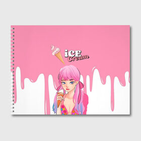 Альбом для рисования с принтом BLACKPINK Ice Cream в Кировске, 100% бумага
 | матовая бумага, плотность 200 мг. | blackpink | blink | bts | exo | icecream | jennie | jisoo | korea | kpop | lisa | love | rose | блекпинк | девушки | корея | кпоп | музыка
