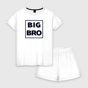 Женская пижама с шортиками хлопок с принтом Big Bro в Кировске, 100% хлопок | футболка прямого кроя, шорты свободные с широкой мягкой резинкой | family | family look | детские | для всей семьи | семейные | семья | фэмили лук