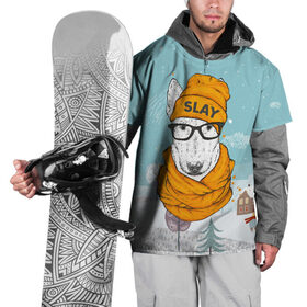 Накидка на куртку 3D с принтом Бультерьер в Кировске, 100% полиэстер |  | Тематика изображения на принте: slay | белая собака | бультерьер | пес | псина | собака | собака в шапке | собачка