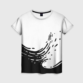 Женская футболка 3D с принтом Good Vibes в Кировске, 100% полиэфир ( синтетическое хлопкоподобное полотно) | прямой крой, круглый вырез горловины, длина до линии бедер | акварель | брызги | вода | волна | краска | море | природа | текстура | черно белый