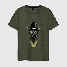 Мужская футболка хлопок с принтом Обезьяна в Кировске, 100% хлопок | прямой крой, круглый вырез горловины, длина до линии бедер, слегка спущенное плечо. | горилла | животное | зверь | мартышка | обезьяна
