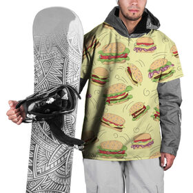 Накидка на куртку 3D с принтом Узор с бургерами в Кировске, 100% полиэстер |  | Тематика изображения на принте: бургер | гамбургер | еда | желтый | паттерн | узор | фастфуд