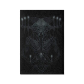 Обложка для паспорта матовая кожа с принтом Alien в Кировске, натуральная матовая кожа | размер 19,3 х 13,7 см; прозрачные пластиковые крепления | козел | пришелец | свечи | хоррор
