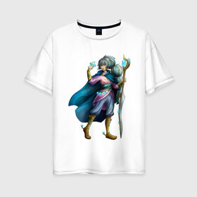 Женская футболка хлопок Oversize с принтом Светлый маг в Кировске, 100% хлопок | свободный крой, круглый ворот, спущенный рукав, длина до линии бедер
 | волшебница | маг | фэнтези