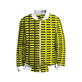 Детский бомбер 3D с принтом DAMN в Кировске, 100% полиэстер | застегивается на молнию, по бокам два кармана без застежек, мягкие манжеты, по низу бомбера и на воротнике — эластичная резинка | black | damn | damn jacket | damn lettering | damn mug | damn print | damn t shirt | for cool | yellow | yellow and black | для крутых | желтый | желтый и черный | кофта damn | кружка damn | надпись damn | принт damn | футболка damn | черный