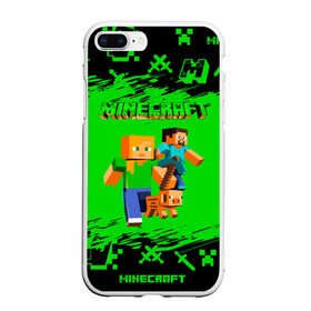 Чехол для iPhone 7Plus/8 Plus матовый с принтом Minecraft в Кировске, Силикон | Область печати: задняя сторона чехла, без боковых панелей | minecraft | алекс | белый | блоки | взрывчатка | визера | гаст | добывать | дракон | зеленая | зеленый куб | зомби | игра | кирка | крафт | крипер | кубики | лошадка | майн | майнкрафт | манкрафт | меч | оцелот