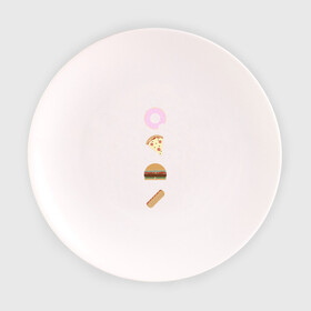 Тарелка 3D с принтом Fast Food в Кировске, фарфор | диаметр - 210 мм
диаметр для нанесения принта - 120 мм | Тематика изображения на принте: doodle | бургер | вкусно | донат | еда | мило | нямка | пицца | сосиска | фастфуд | хотдог