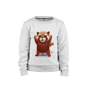 Детский свитшот хлопок с принтом Красная панда в Кировске, 100% хлопок | круглый вырез горловины, эластичные манжеты, пояс и воротник | big eyes | cute | red panda | большие глаза | красная панда | милаха