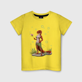 Детская футболка хлопок с принтом Саламандра с пузыриками в Кировске, 100% хлопок | круглый вырез горловины, полуприлегающий силуэт, длина до линии бедер | cute | жук | милота | персонаж | пузыри | саламандра | хвост