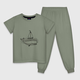 Детская пижама хлопок с принтом Кит в Кировске, 100% хлопок |  брюки и футболка прямого кроя, без карманов, на брюках мягкая резинка на поясе и по низу штанин
 | кит | лодка | море | морские жители | океан | яхта