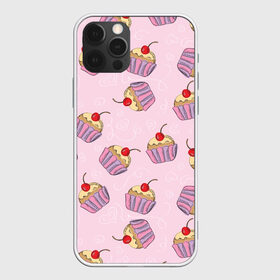 Чехол для iPhone 12 Pro Max с принтом Капкейки на розовом в Кировске, Силикон |  | Тематика изображения на принте: вишенка | еда | капкейки | пирожное | розовый | сладкое | сладости