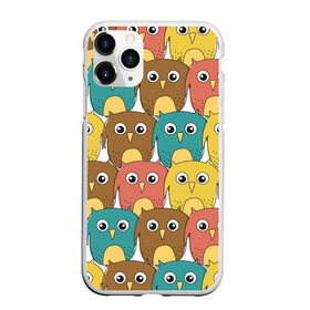 Чехол для iPhone 11 Pro матовый с принтом Разноцветные совы в Кировске, Силикон |  | детский | лесной | мультяшный | паттерн | разноцветный | сова | совушки | совы | узор