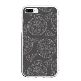 Чехол для iPhone 7Plus/8 Plus матовый с принтом Черно-белая пицца в Кировске, Силикон | Область печати: задняя сторона чехла, без боковых панелей | доска | еда | кусок | мел | пицца | фастфуд | черно белая пицца