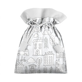 Подарочный 3D мешок с принтом Нарисованный город в Кировске, 100% полиэстер | Размер: 29*39 см | белый | город | городской | дудлинг | нарисованный | серый | узор
