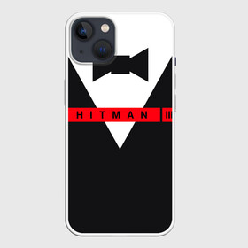 Чехол для iPhone 13 с принтом Hitman III в Кировске,  |  | hitman | hitman 3 | hitman iii | бабочка | костюм | красный | надпись | хитман | хитман 3