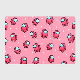 Магнитный плакат 3Х2 с принтом Among Us - Розовый цвет в Кировске, Полимерный материал с магнитным слоем | 6 деталей размером 9*9 см | among us | girl | pink | амонг | девочка | детский | игра | мультяшный | паттерн | розовый | узор | эмонг ас