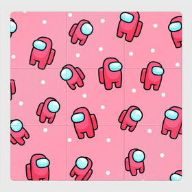 Магнитный плакат 3Х3 с принтом Among Us - Розовый цвет в Кировске, Полимерный материал с магнитным слоем | 9 деталей размером 9*9 см | among us | girl | pink | амонг | девочка | детский | игра | мультяшный | паттерн | розовый | узор | эмонг ас
