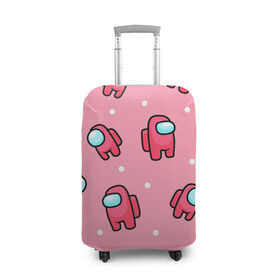 Чехол для чемодана 3D с принтом Among Us - Розовый цвет в Кировске, 86% полиэфир, 14% спандекс | двустороннее нанесение принта, прорези для ручек и колес | among us | girl | pink | амонг | девочка | детский | игра | мультяшный | паттерн | розовый | узор | эмонг ас