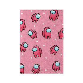 Обложка для паспорта матовая кожа с принтом Among Us - Розовый цвет в Кировске, натуральная матовая кожа | размер 19,3 х 13,7 см; прозрачные пластиковые крепления | among us | girl | pink | амонг | девочка | детский | игра | мультяшный | паттерн | розовый | узор | эмонг ас