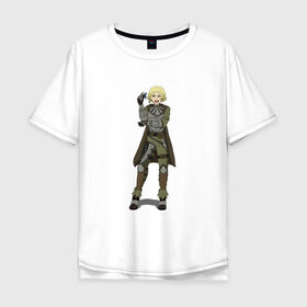 Мужская футболка хлопок Oversize с принтом Наемница в Кировске, 100% хлопок | свободный крой, круглый ворот, “спинка” длиннее передней части | блондинка | воин | доспехи | наемница | язвительность