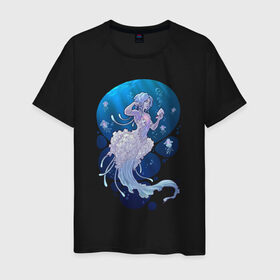 Мужская футболка хлопок с принтом Jellyfish mermaid в Кировске, 100% хлопок | прямой крой, круглый вырез горловины, длина до линии бедер, слегка спущенное плечо. | jellyfish | mermaid | sea | медузы | морское | подводный мир | русалка