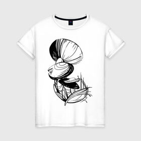 Женская футболка хлопок с принтом Грибы в Кировске, 100% хлопок | прямой крой, круглый вырез горловины, длина до линии бедер, слегка спущенное плечо | mushroom | грибы | лес | мухомор