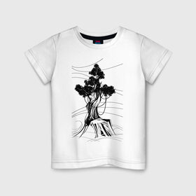 Детская футболка хлопок с принтом Дуб в Кировске, 100% хлопок | круглый вырез горловины, полуприлегающий силуэт, длина до линии бедер | Тематика изображения на принте: дерево | дуб | остров | цепи