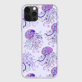 Чехол для iPhone 12 Pro Max с принтом Узор Медуза в Кировске, Силикон |  | Тематика изображения на принте: завитушки | медуза | море | морской | паттерн | розовый | узор | фиолетовый