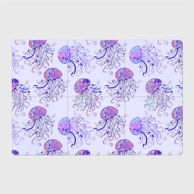 Магнитный плакат 3Х2 с принтом Узор Медуза в Кировске, Полимерный материал с магнитным слоем | 6 деталей размером 9*9 см | Тематика изображения на принте: завитушки | медуза | море | морской | паттерн | розовый | узор | фиолетовый