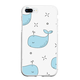 Чехол для iPhone 7Plus/8 Plus матовый с принтом Маленькие киты в Кировске, Силикон | Область печати: задняя сторона чехла, без боковых панелей | детский | кит | маленький | море | морской | прикольный | рисунок | рыбы | скетч