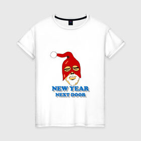 Женская футболка хлопок с принтом Gachimuchi New Year в Кировске, 100% хлопок | прямой крой, круглый вырез горловины, длина до линии бедер, слегка спущенное плечо | art | gachi | new year | van | ван | гачи | мем