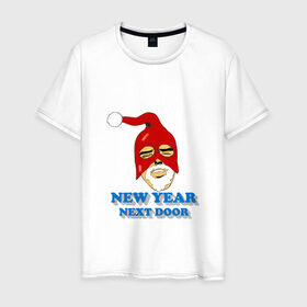 Мужская футболка хлопок с принтом Gachimuchi New Year в Кировске, 100% хлопок | прямой крой, круглый вырез горловины, длина до линии бедер, слегка спущенное плечо. | art | gachi | new year | van | ван | гачи | мем