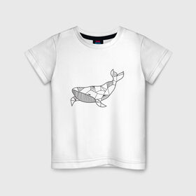 Детская футболка хлопок с принтом Графический кит в Кировске, 100% хлопок | круглый вырез горловины, полуприлегающий силуэт, длина до линии бедер | графика | кит | линии | морской | рисунок | узор